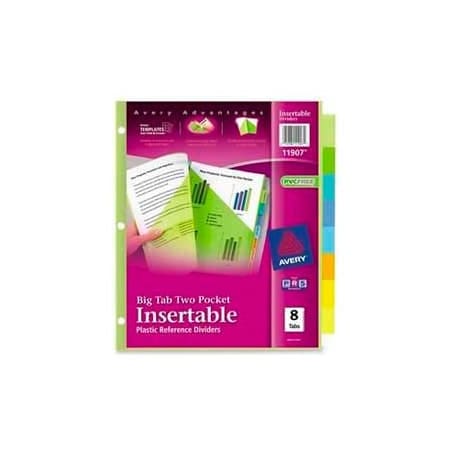 Avery Avery Plastic Two-Pocket Insertable Dividers, Assorted, 8 Tabs/Set 11907